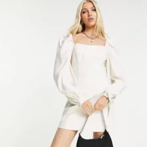 TED BAKER Britnie Puff Sleeve Dress Nude 8 (Ted 3) NWT - Picture 4 of 9